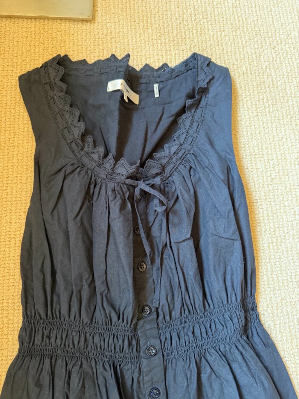 Frame Navy Cotton Button Front Maxi Dress - Picture 2 of 5